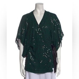 Diane von Furstenberg Silk Blouse wrap with side tie 100% silk Size XS